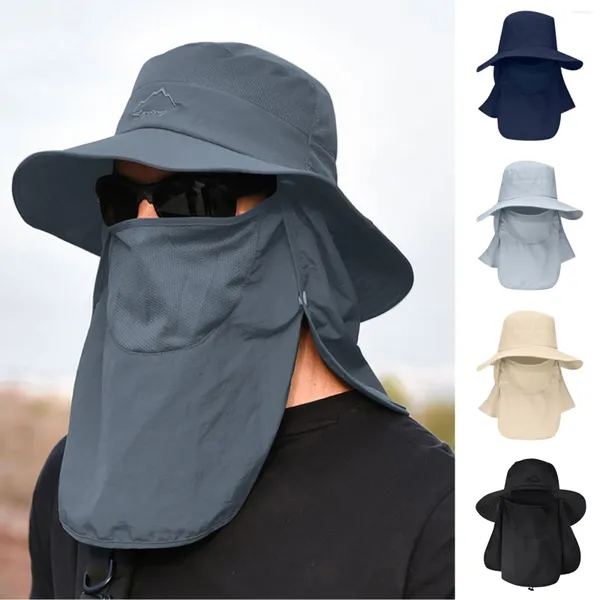 Boeretas Hat para hombres Anti-uv cubo de pescadores Sol Sombreros Sol Men Masilla de pesca de verano Capa de agujero de chal Visor plegable