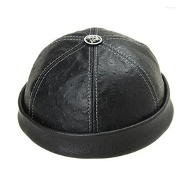 Bérets Chapeau de propriétaire pour hommes Automne et hiver Casquettes Baotou rétro hexagonales / Cuir sans monture pour vieillesse d'âge moyen