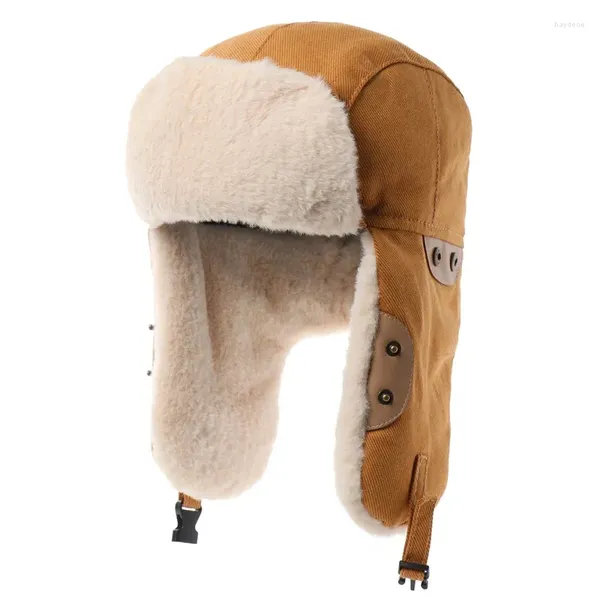 Bérets pour hommes, insigne soviétique chaud en plein air, chapeaux Lei Feng, coupe-vent d'hiver, chapeau Ushanka russe épais en fausse fourrure, casquettes de neige