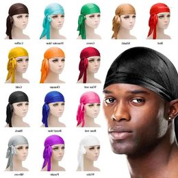 Bérets Hommes Soyeux Durags Bandanas Turban Chapeau Perruques Doo Satin Durag Biker Chapeaux Bandeau Du-Rag Cheveux Turbans Pour Femmes Accessoires