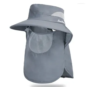 Bérets Men's Summer UV Protection du cou Fisherman Caps femelle chapeau sol feme