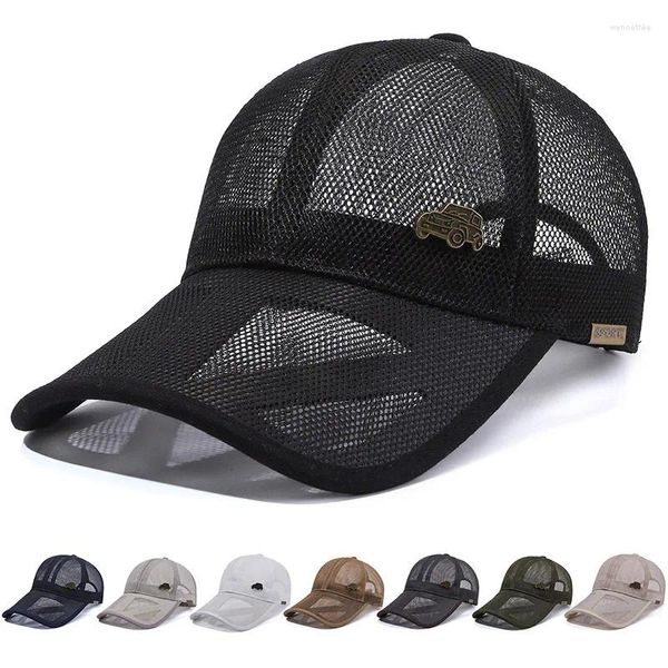 Boinas Viseras de verano para hombres Ala calada Gorra de béisbol de malla completa transpirable Senderismo de secado rápido Golf Correr Sombrero ajustable Snapback para el sol