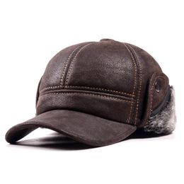 Berets heren winter warm echt suède leer piekkapjes trucker leger baret sboy hoeden/capsberets