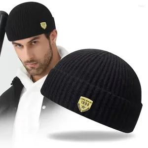 Bérets Hommes Skullcap Street Style Hip Hop Bonnets Brimless Baggy Melon Cap Manchette Docker Pêcheur Chapeaux Hiver Chaud Tricoté Bonnet