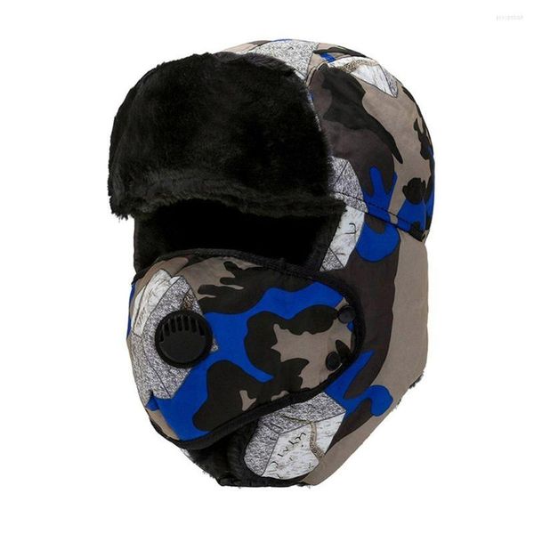 Bérets hommes trappeur chapeau Ski casquette Ushanka russe cosaque fausse fourrure oreillette chaud hiver Camouflage Bomber chapeaux femmes Bonnet
