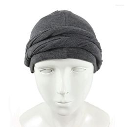 Bérets hommes Turban bandeau HaloTurban Durag confortable chimio chapeau satin doublé foulard musulman Hijab272G