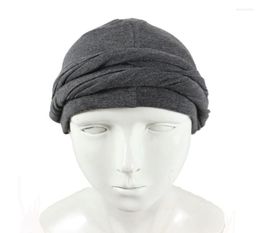 Bérets hommes Turban bandeau HaloTurban Durag confortable chimio chapeau Satin doublé foulard musulman Hijab6648540