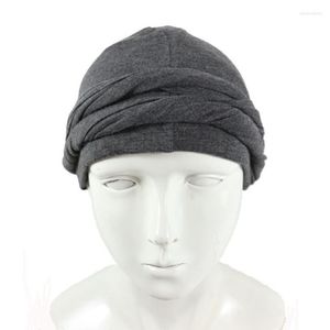 Berets Men Turban Headwrap Haloturban Durag Comfy CHIMO HAT SATIN ALLÉSÉRIED MUSLUM MUSLUMIL 266G