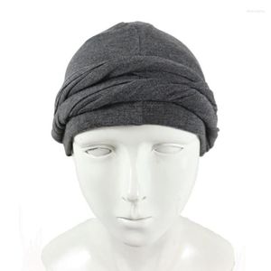 Bérets hommes Turban bandeau HaloTurban Durag confortable chimio chapeau satin doublé foulard musulman Hijab272G