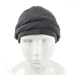 Bérets hommes Turban bandeau HaloTurban Durag confortable chimio chapeau satin doublé foulard musulman Hijab285c