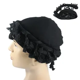 Boinas Hombres Twisted Tail Hat Jersey Pañuelo con flecos Bandana Punk Head Wrap Personalizado Color Sólido Casual Moda Turbante