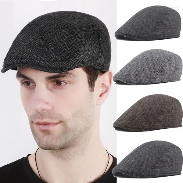 Boinas Hombres Vintage Primavera Otoño Invierno Estilo Británico Sboy Boina Sombrero Retro Inglaterra Sombreros Casual Al Aire Libre Cabbie Pintor Cap