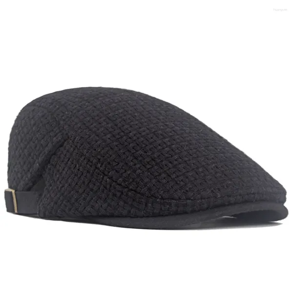 Bérets hommes chaud automne hiver casquette plate boulanger garçon chapeau à chevrons Sboy béret Ivy décontracté britannique tricot unisexe artiste