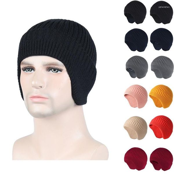 Bérets hommes hiver tricoté laine Beani chapeau cache-oreilles protecteur d'oreille chaud thermique cyclisme Ski casquettes pour Sport de plein air décontracté