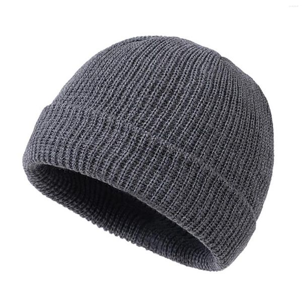 Bérets hommes femmes Baggy Beanie doux solide pêcheur décontracté ski hiver chaud Sports de plein air tricoté chapeau extensible côtelé Docker