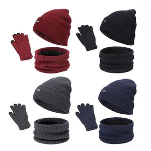 Berets Men Dames Beanie Hat Sjalf Handschoenen Zet Warm Winter Thermisch zacht dik katoen voor Ski Skating Dagelijks vissen Koud weer