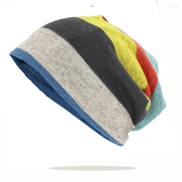 Boinas Hombres Mujeres Skullies de doble uso Gorros Baggy Soft Otoño Primavera Chemo Sombreros cálidos Señoras Chica delgada Bufanda Pérdida Alopecia Feminino HT228