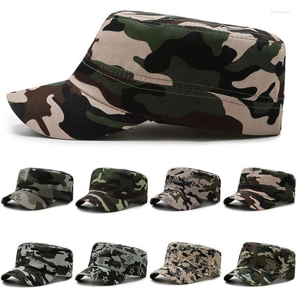 Berets Men Femmes Plat Top Cadet Cadet Army Camouflage Outdoor Military Sport Suncreen Fishing Snapback Caps ajusté