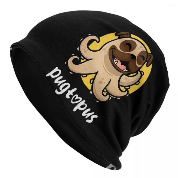 Boinas Hombres Mujeres Kawaii Pugtopus Shar Pei Gorros Accesorios Lindo Perro Bonnet Sombrero de punto Sombreros de invierno a prueba de viento Idea de regalo de Navidad