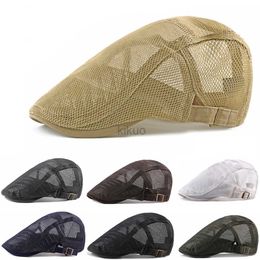 Berets Men Women Mesh Summer Style Plaid Berets Caps Graan Katoen Gatsby Cap Unisex Ivy Hat Golf Rij Zomer Zon Flat Cabbie Newsboy D240417