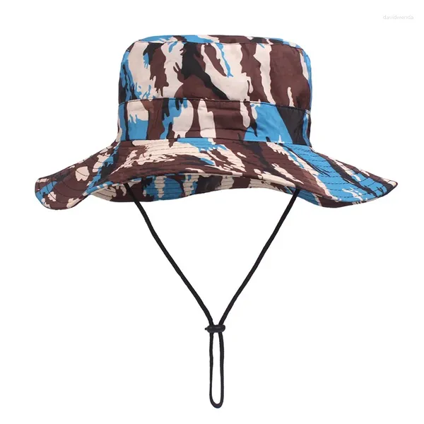 Berets Men Femmes extérieures sport grimpant Jungle Camouflage Camouflage Travel ScrEc Cap Unisexe Été pliable Soleil Wide Brim Fisherman Hat W68