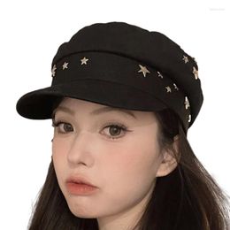 Baretten Mannen Vrouwen Klinknagel Kunstenaar Militaire Hoed Casual Sboys Cap Volwassen Unisex Peaked Katoen Voor Camping