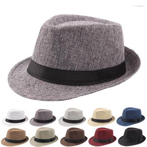 Berets Men Women Straw Fedora Hat Trilby Cuban Sun Cap Panama Short Brim Floral Summer