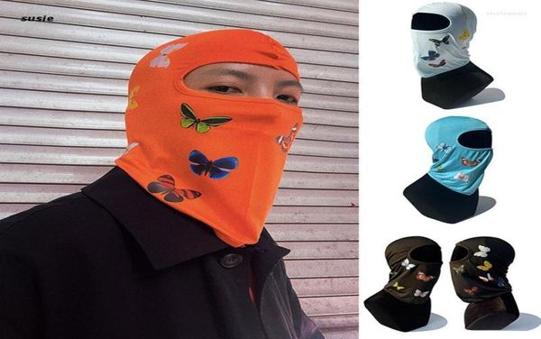 Boinas Hombres Mujeres Protección UV Pasamontañas Mascarilla Estampado de mariposas Capucha ligera para el sol Motocicleta Correr Montar Sombrero al aire libre6900101