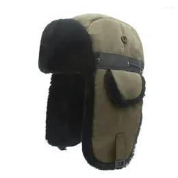 Bérets Hommes Femmes Hiver Trapper Bomber Chapeaux Russe Ushanka Chaud Fourrure Oreillette Chapeau Sports De Neige En Plein Air Ski Chasse Pêche Casquette En Peluche