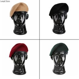 Bérets hommes femmes laine béret chapeaux casquettes unisexe armée Forces spéciales chapeau militaire soldats escadrons de la mort camp d'entraînement 230617