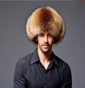 Beretas Men39S Trapper Raccoon Fur Hat Real Leather Ushanka Shapka ChapeArberets Beretsberets6669554