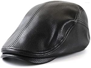 Berets Mens Ivy Cap Pu Leather Sboy Hat verstelbare baret caps Classic Golf Flat Gatsby Driving Fishing