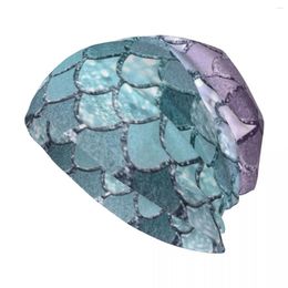 Bérets Mermaid Scales Navy Blue Teal Purple Glam #1 (Faux Glitter) #shiny #decor #art Knit Hat Randonnée Caps Femmes Hommes