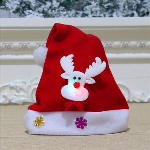 Berets Merry Christmas volwassen kind Led Light Up Cap Santa Claus Snowman Elk Children Hat Xmas Gift 2022 Sale