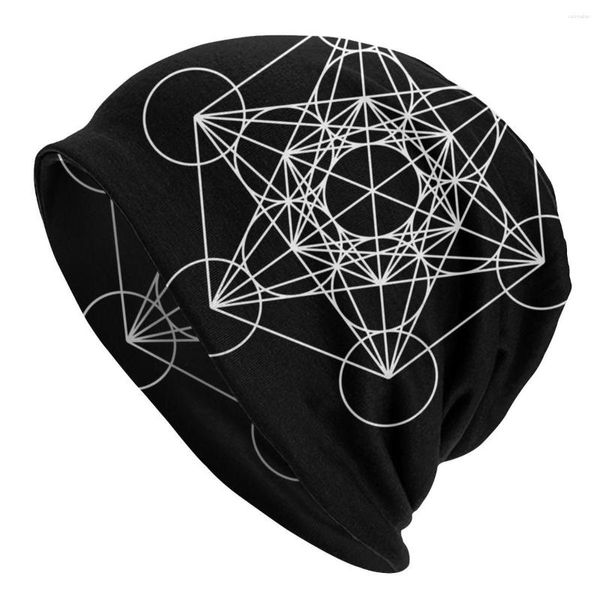 Bérets Metatron's Cube Skullies Bonnets Magic Mandala Chapeaux Hip Hop Automne Hiver Casquettes unisexes en plein air Chaud Bonnet à double usage Tricot