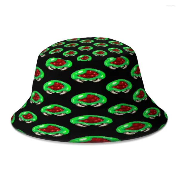 Boinas Metroid Green Bucket Hat para mujeres Hombres Estudiantes Plegable Bob Fisherman Sombreros Panamá Cap Streetwear