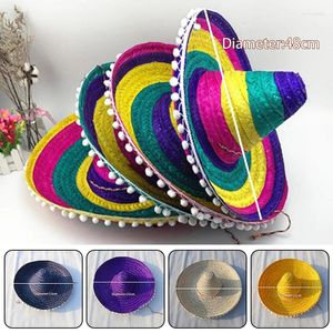 Boeretas Sombrero de fiesta mexicano Mujeres Hombres de borde ancho Sombreros de paja