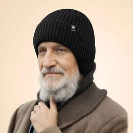 Boinas Sombrero de mediana edad para personas mayores Hombres Invierno Mantener caliente Proteger la oreja Abuelo Suéter de punto Regalo Prevenir gorro frío Copo de nieve
