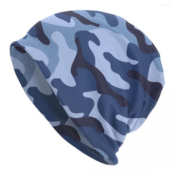 Bérets militaires de Camouflage bleu, bonnets pour hommes et femmes, Bonnet d'extérieur, unisexe, tricoté, Hip Hop