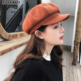 Berets Millinery Autumn Winter Hat Damesrooster achthoekige vrijetijdsschilder Hoeden Sboy Cap Snapback Baseball Caps Men's Gorrabrerets