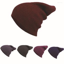 Berets Mingjiebihuo Fashion Herfst Winter Koreaans Warm Dikke Dikke eenvoudige gebreide hoed Temperament comfortabele parket Stripe