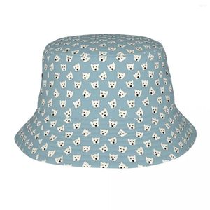 Berets mini Westie patroon emmer hoed vrouwen mannen unisex mode West Highland White Terrier Dog Summer Fisherman Cap