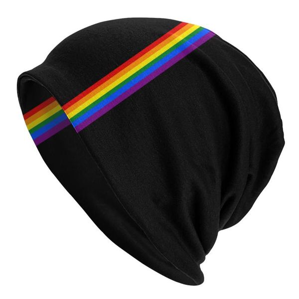 Boinas Victoria de orgullo mínimo sobre los sombreros de capó de rayas de SIDA Gay LGBT Rainbow Lesbian Knitting Skarlies Gelloy Head Wrap Cap