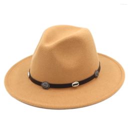 Baretten Mistdawn Mannen Dames Wolmix Panama Hoeden Brede Rand Fedora Caps Kostuum Party Cap Met Zwarte Hoedband Maat 56-58cm