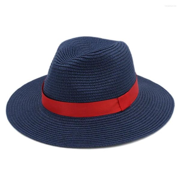 Bérets Mistdawn Panama Jazz Lover Top Hat Chapeau de paille en plastique Unisexe Summer Party Beach Street Sunhat Large Floppy Brim Cap