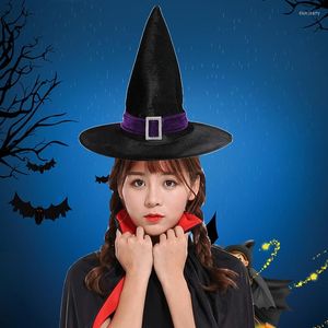 Berets Modern Halloween Witch Hat Soft Women Lady modieus Velvet Party Festival Carnival Cosplay