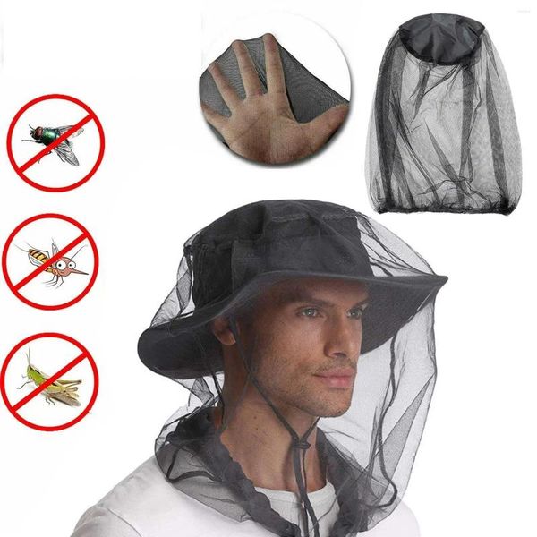 Boinas Sombrero antimosquitos Red Protector de la cabeza para la cara Plegable Verano Al aire libre Insecto Cubierta para mosquitos Suministros de pesca Gorras antimosquitos