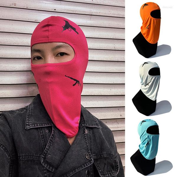 Boinas Mascarilla para motocicleta 1 Agujero Impresión Deporte al aire libre Ciclismo Gorra Pasamontañas a prueba de viento Cubierta completa Sombrero Verano Sol Uv Gorras de protección