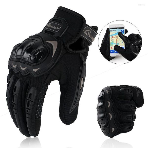 Boinas Guante de motocicleta Moto PVC Pantalla táctil Transpirable Moto accionado Carreras Montar bicicleta Guantes protectores Verano