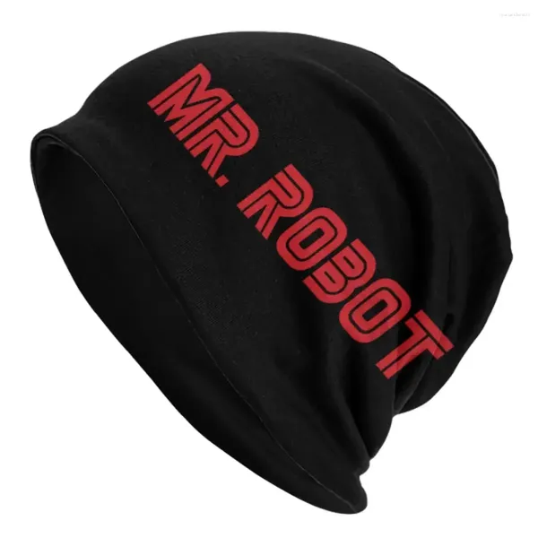 Bérets M. Robot Rouge et noir Unisexe Bamans adultes Capes Bonnet en tricot